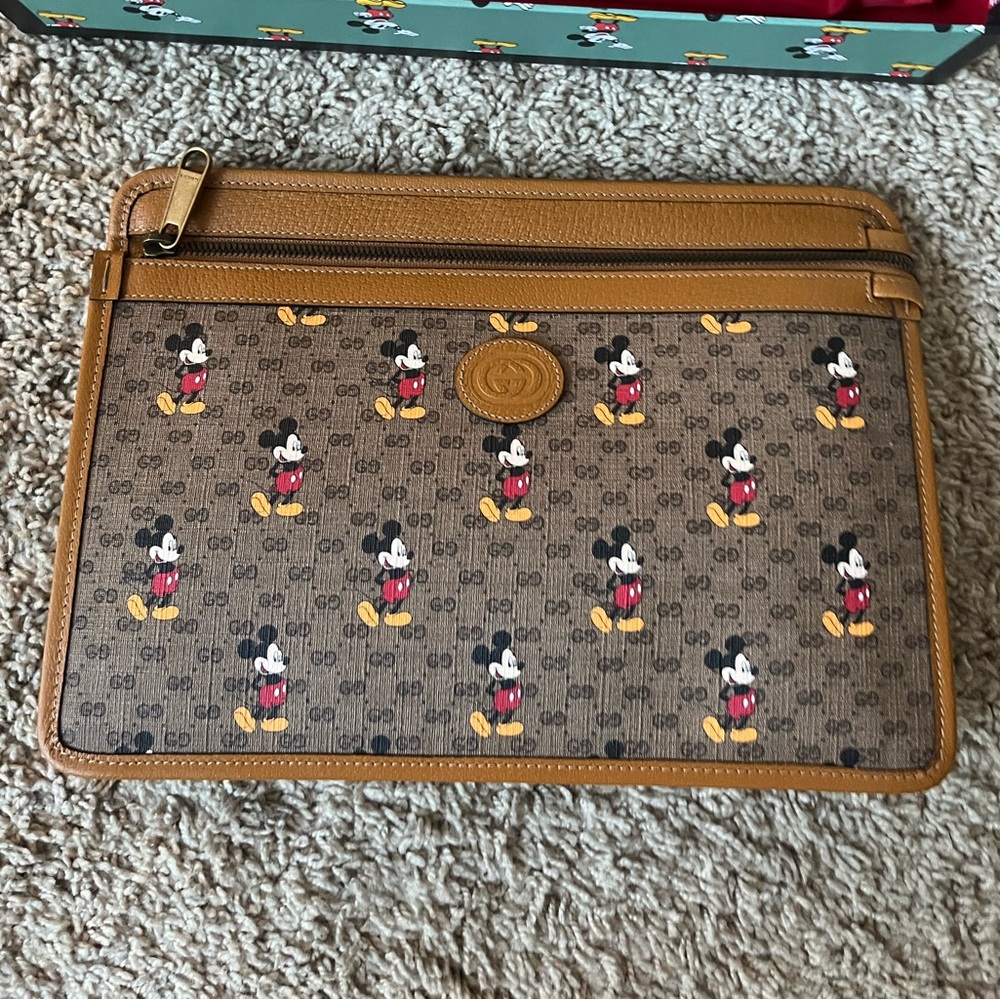 Gucci x Disney Mickey Mouse Canvas Zip Around Portfolio NWT - Picture 5 of 15